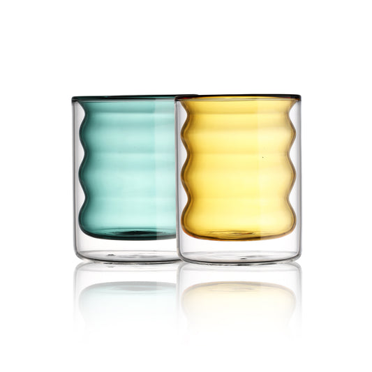 Colourful Double Layer Glass Cup
