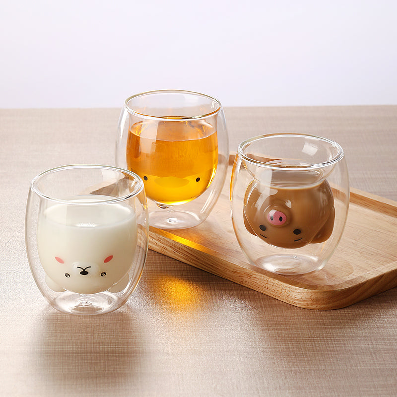 Animal Double Layer Glass Cup