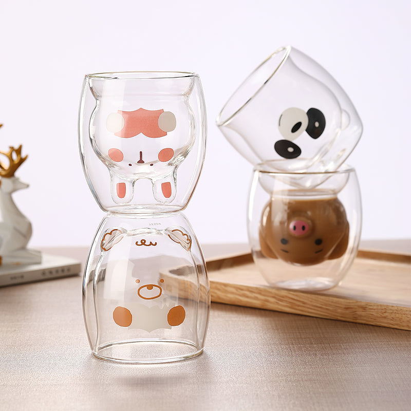 Animal Double Layer Glass Cup
